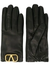 Valentino Garavani Embellished Leather Gloves In Black