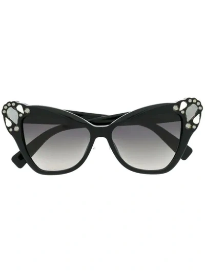 Dsquared2 Bejewelled Cat Eye Sunglasses In Black