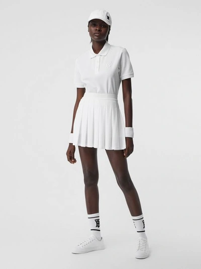 Burberry Pleated Jersey Tennis Skirt In White