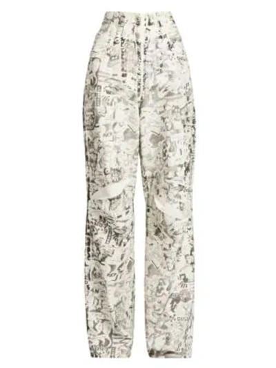 Off-white Oversized Tomboy Graphic Jeans In White