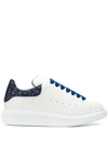 Alexander Mcqueen White & Navy Glitter Oversized Sneakers In White