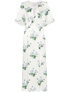 Les Rêveries Tie-front Floral-print Silk-satin Maxi Dress In Blue Daffodil White