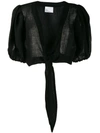 LISA MARIE FERNANDEZ LISA MARIE FERNANDEZ CROPPED TIE-FRONT BLOUSE - BLACK