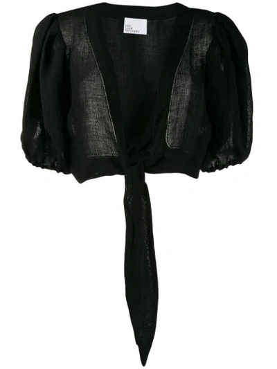 Lisa Marie Fernandez 绑带短款罩衫 - 黑色 In Black