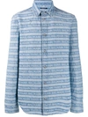 BALMAIN LOGO STRIPED WESTERN DENIM SHIRT