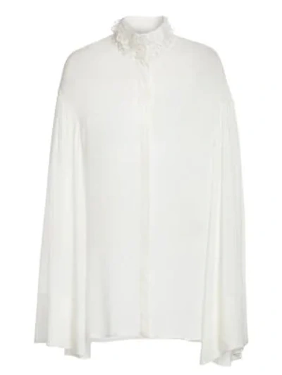 The Row Sarabee Sheer Organza Embellished-neck Blouse In Ivory