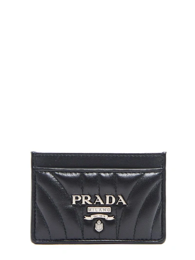 Prada Metallic Logo Card Case In Black