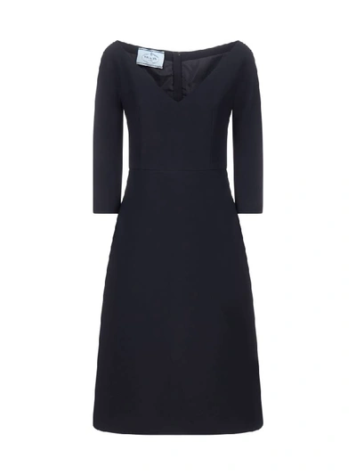Prada Mid-length V-neck Dress In Black