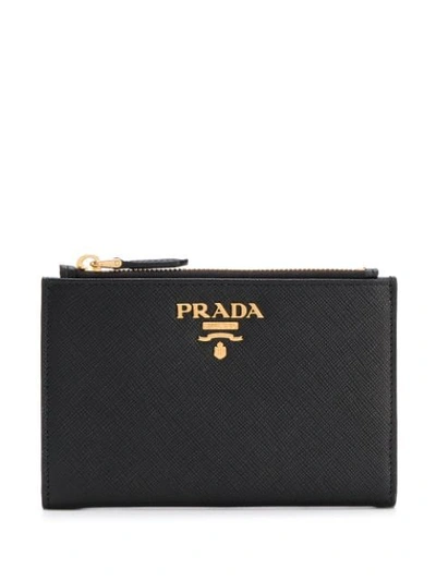 Prada Logo字样对折钱包 - 黑色 In Black
