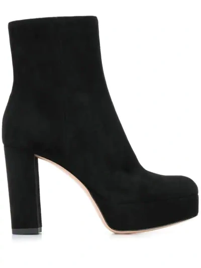 Gianvito Rossi Texas Suede Platform Booties In Black