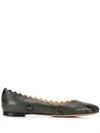 CHLOÉ CHLOÉ SNAKESKIN BALLERINA SHOES - 绿色