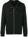 Balmain Textured Logo Zipped Hoodie In Black