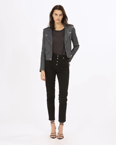 Iro Ashville Leather Jacket In Grey Denim