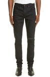 SAINT LAURENT RIPPED BLACK SKINNY FIT JEANS,587035YF869