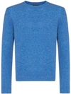 Prada Shetland Crew Neck Jumper In Blue