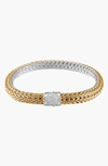 John Hardy Classic Chain 18k Gold And Sterling Silver Small Reversible Bracelet With Pave Diamonds In Gold/ Silver