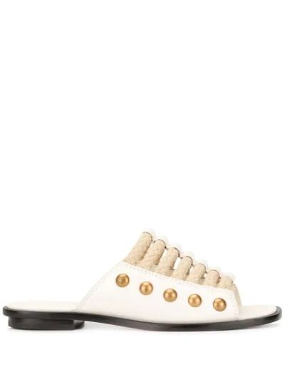 Tory Burch Blythe Rope Sliders - 白色 In White
