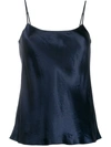 Vince Scalloped Silk Camisole In Blue