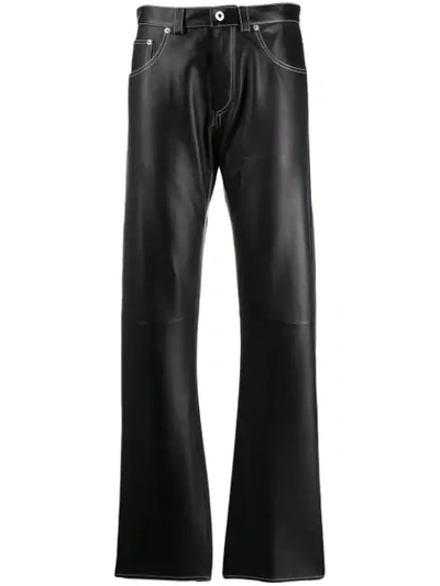 Loewe Topstitched Leather Trousers In Black