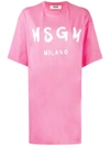 Msgm Logo Print Oversized T-shirt In Pink