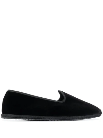 Vibi Venezia 10mm Nero Velvet Loafers In Black