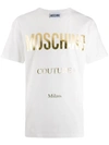 Moschino Metallic Logo Print T-shirt In White
