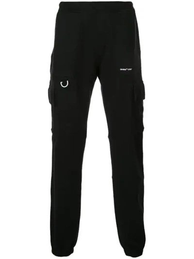 Off-white Logo Print Track Trousers In Blk Wht