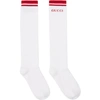 GUCCI GUCCI WHITE AND RED LONG PONG SOCKS