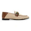 GUCCI BEIGE HORSEBIT WEB LOAFERS