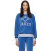 GUCCI Blue Chenille Tennis Logo Sweatshirt