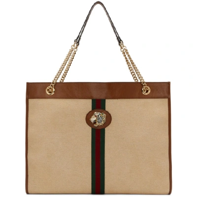 Gucci Rajah Large Canvas Tote In Sand