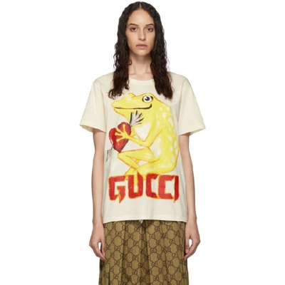 Gucci Off-white Frog Heart T-shirt In 7136 Ivory