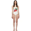 GUCCI OFF-WHITE STRAWBERRY ONE-PIECE SWIMSUIT