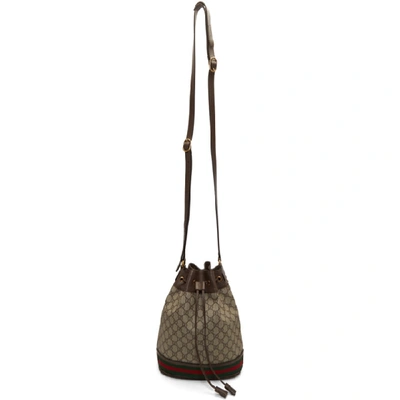 Gucci Brown Gg Supreme Ophidia Bucket Bag In 8745 Brown