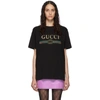 Gucci Cotton T-shirt With Vintage Logo Print In Black