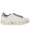 PREMIATA SNEAKERS IN LEATHER WITH MAXI PLATFORM SOLE, MULTI PRINTS AND GLITTER DETAILS,10978603