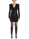 BALMAIN BALMAIN BUTTONED LONG SLEEVE MINI DRESS