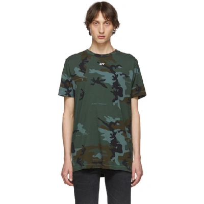 Off-white Camouflage Print Cotton Jersey T-shirt In Green