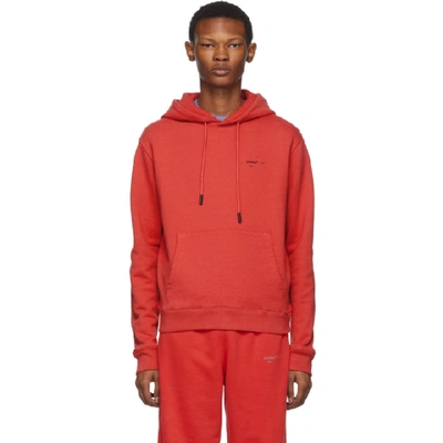 Off-white Logo Print Hoodie In Red Blk