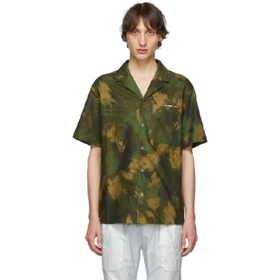 Off-white Camp-collar Camouflage-print Cotton Shirt In Green
