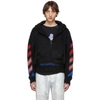 OFF-WHITE BLACK & MULTICOLOR BRUSHED MOHAIR DIAG HOODIE