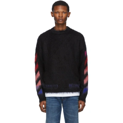 Off-white Diagonal Slim Fit Mohair Blend Sweater In Black