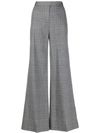 PINKO PINKO CHECK PATTERN FLARED TROUSERS - 灰色