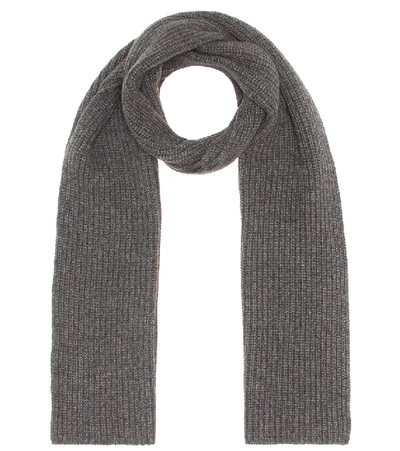 Agnona Ribbed Cashmere Scarf In Grey