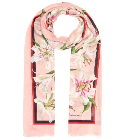 Dolce & Gabbana Floral Cashmere-blend Scarf In Pink