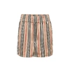 Burberry Marsett Icon Striped Silk Shorts In Beige