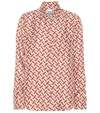 Burberry Godwit Monogram Print Silk Shirt In Red