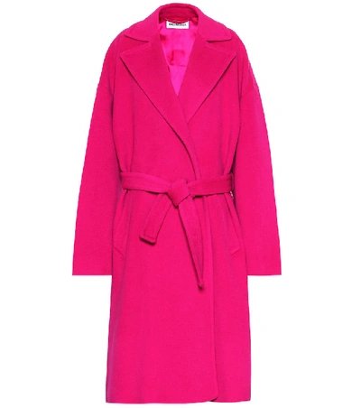 Balenciaga 系腰带织物围裹式大衣 In Pink