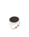 Nove25 Enameled Round Chevalier Ring In Black
