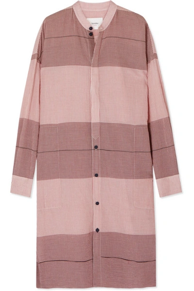 Bassike + Net Sustain Checked Cotton-gauze Tunic In Pink